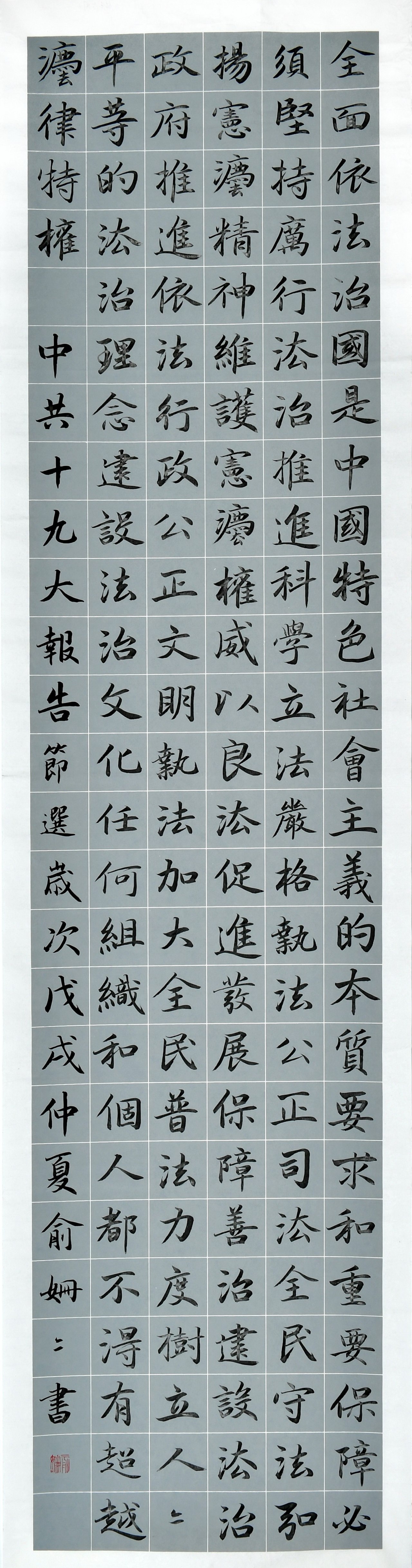 书法作品一等奖：依法治国