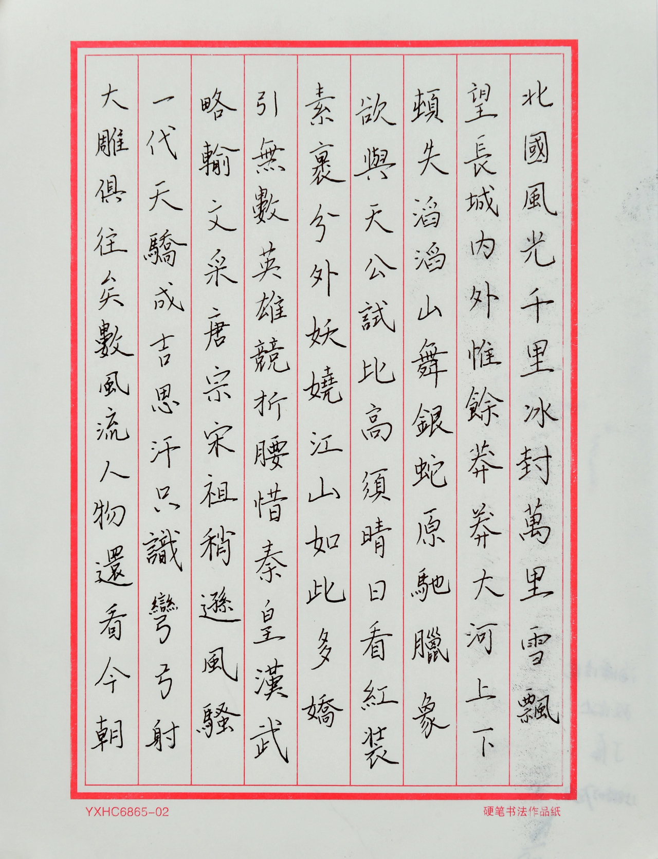 ​书法作品优秀奖：沁园春·雪